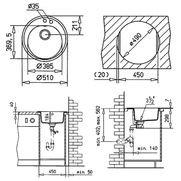 Кухонная мойка Teka Centroval 45 TG 51 x 51 / Искусственный камень / Бежевый photo 2