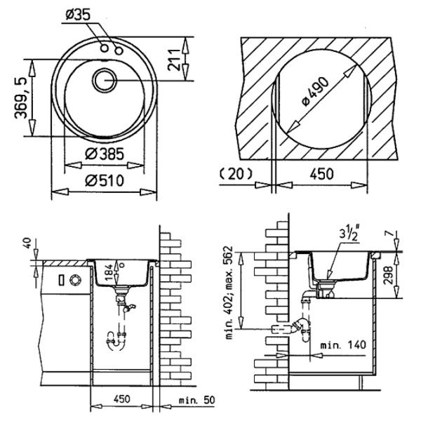 Кухонная мойка Teka Centroval 45 TG 51 x 51 / Искусственный камень / Бежевый photo 2