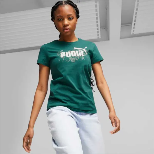 Футболка для женщин Puma Ess+ Floral Vibes Graphic Tee Хлопок/ Зелёный photo 3 Футболка для женщин Puma Ess+ Floral Vibes Graphic Tee Хлопок/ Зелёный photo 3