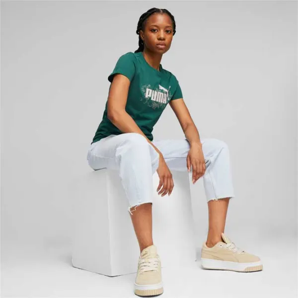 Tricou pentru femei Puma Ess+ Floral Vibes Graphic Tee Bumbac/ Green photo 5