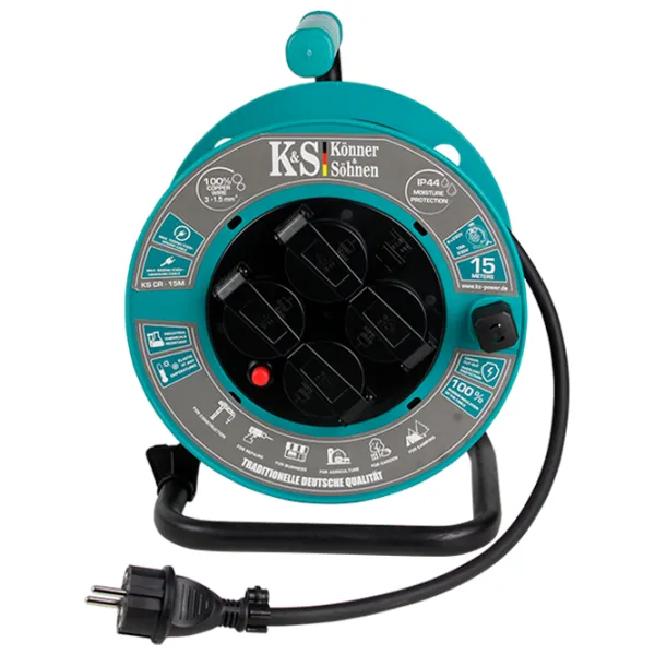 Удлинитель на катушке Könner & Söhnen CR-15M 15 м Черный photo 2
