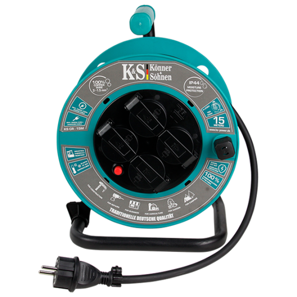 Удлинитель на катушке Könner & Söhnen CR-15M 15 м Черный photo 2