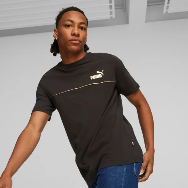 Tricou pentru bărbați Puma Ess+ Minimal Gold Tee 100% bumbac/ Black photo 3