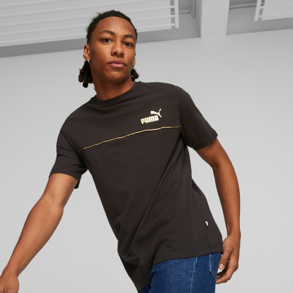 Tricou pentru bărbați Puma Ess+ Minimal Gold Tee 100% bumbac/ Black photo 3