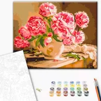 Картина по номерам BrushMe Пионы в уютном интерьере 50 x 40 см/ Горизонтальная photo 2