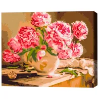 Картина по номерам BrushMe Пионы в уютном интерьере 50 x 40 см/ Горизонтальная photo 3