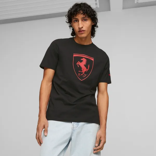 Tricou pentru bărbați Puma Ferrari Race Tonal Big Shield Tee 100% bumbac/ Black photo 3