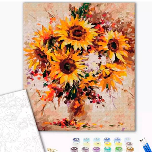 Pictură pe numere BrushMe Pictură cu flori de floarea soarelui 50 x 40 cm/ Verticală photo 2