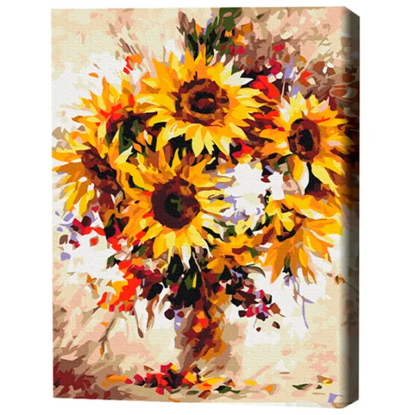 Pictură pe numere BrushMe Pictură cu flori de floarea soarelui 50 x 40 cm/ Verticală photo 3
