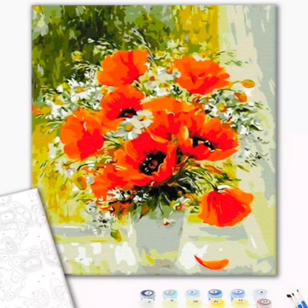 Pictură pe numere BrushMe Buchet de câmp pictat în ulei 50 x 40 cm/ Verticală photo 2