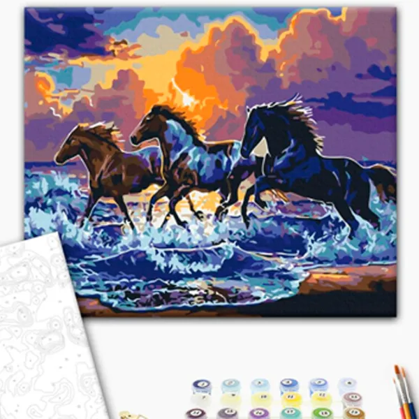 Картина по номерам BrushMe Табун черных лошадей 50 x 40 см/ Горизонтальная photo 2 Картина по номерам BrushMe Табун черных лошадей 50 x 40 см/ Горизонтальная photo 2