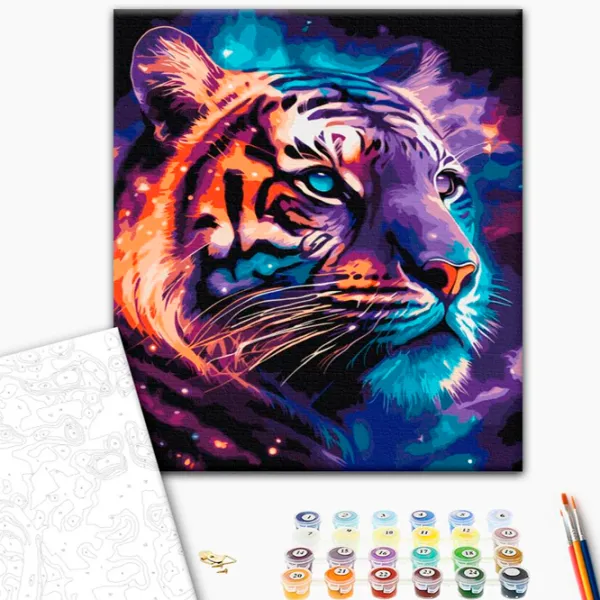 Pictură pe numere BrushMe Tigru spațial 50 x 40 cm/ Verticală photo 2 Pictură pe numere BrushMe Tigru spațial 50 x 40 cm/ Verticală photo 2