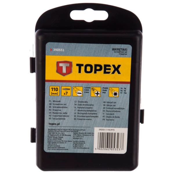 Набор мини-отверток Topex 39D551 Количество в наборе: 7 photo 3