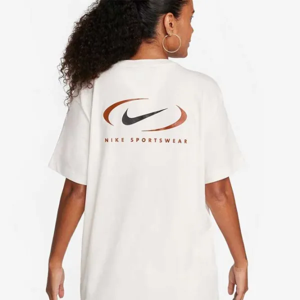 Футболка для женщин Nike Nsw Tee Bf Prnt Swsh Хлопок/ Белый photo 3