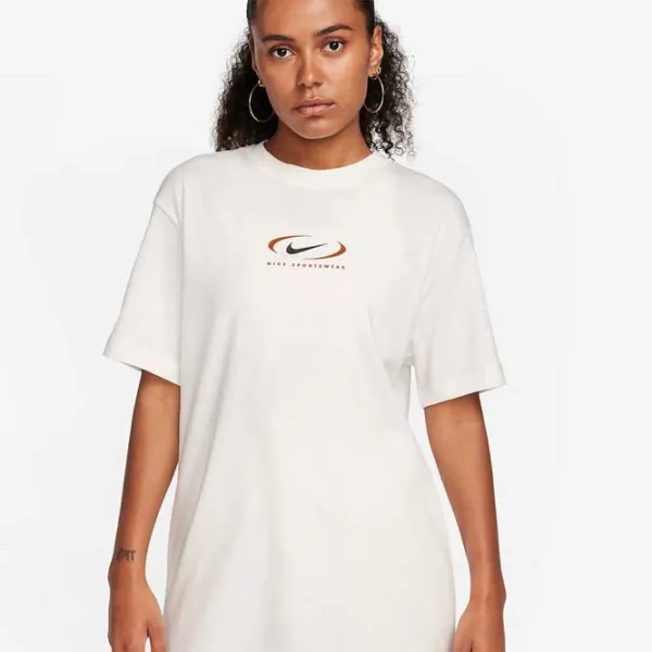 Tricou pentru femei Nike Nsw Tee Bf Prnt Swsh Bumbac/ White photo 2