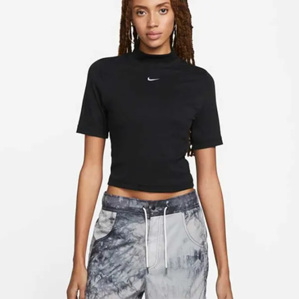 Tricou pentru femei Nike W Nsw Essntl Rib Mock Ss Top 61% poliester/ Black photo 2