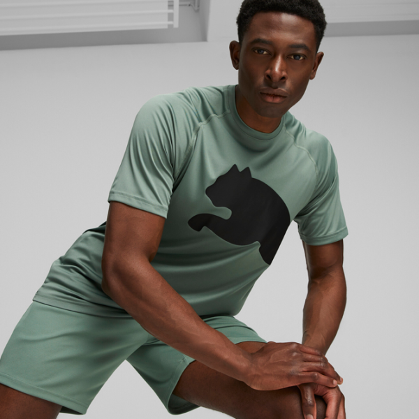 Tricou pentru bărbați Puma Train All Day Big Cat Tee 100% poliester/ Eucalyptus photo 3