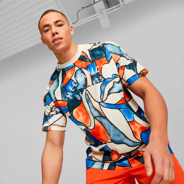 Tricou pentru bărbați Puma Track Meet Aop Active Tee 100% poliester/ White photo 3