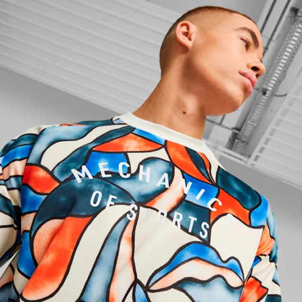 Tricou pentru bărbați Puma Track Meet Aop Active Tee 100% poliester/ White photo 4