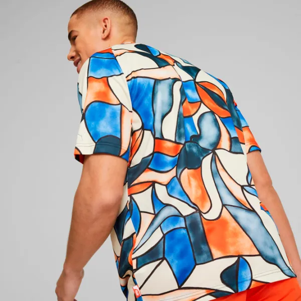 Tricou pentru bărbați Puma Track Meet Aop Active Tee 100% poliester/ White photo 5