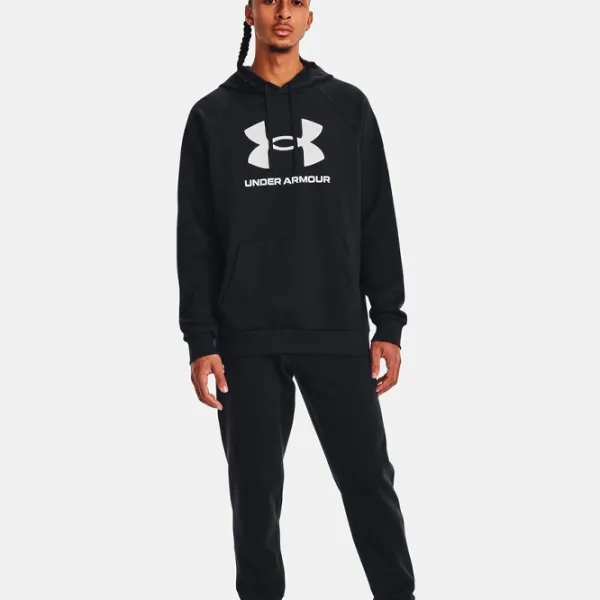 Hanorac pentru bărbați Under Armour UA Rival Fleece Logo HD-BLK Drept/ Black photo 5 Hanorac pentru bărbați Under Armour UA Rival Fleece Logo HD-BLK Drept/ Black photo 5
