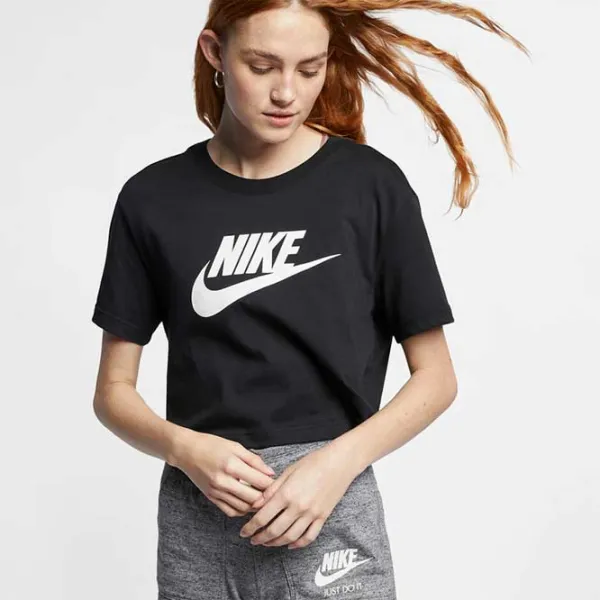 Футболка для женщин Nike W Nsw Tee Essntl Crp Icn Ftra Хлопок/ Черный photo 3