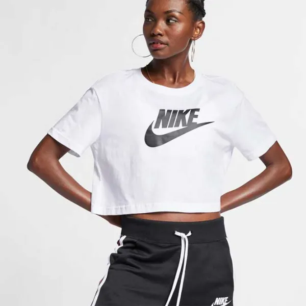 Футболка для женщин Nike W Nsw Tee Essntl Crp Icn Ftra Хлопок/ Белый photo 2