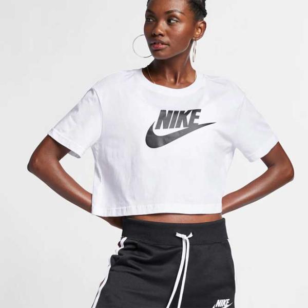Футболка для женщин Nike W Nsw Tee Essntl Crp Icn Ftra Хлопок/ Белый photo 2