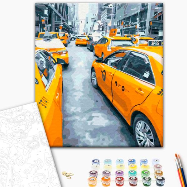 Pictură pe numere BrushMe Taxi din New York 50 x 40 cm/ Verticală photo 2 Pictură pe numere BrushMe Taxi din New York 50 x 40 cm/ Verticală photo 2