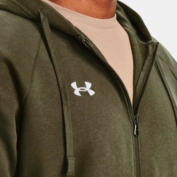 Hanorac pentru bărbați Under Armour UA Rival Fleece FZ Hoodie-GRN Drept/ Green photo 6 Hanorac pentru bărbați Under Armour UA Rival Fleece FZ Hoodie-GRN Drept/ Green photo 6
