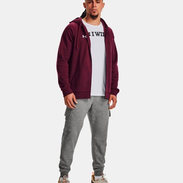 Hanorac pentru bărbați Under Armour UA Rival Fleece FZ Hoodie-MRN Drept/ Red photo 5 Hanorac pentru bărbați Under Armour UA Rival Fleece FZ Hoodie-MRN Drept/ Red photo 5