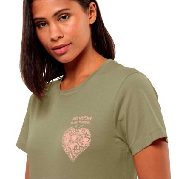 Tricou pentru femei Jack Wolfskin Discover Heart T W Bumbac/ Khaki photo 4 Tricou pentru femei Jack Wolfskin Discover Heart T W Bumbac/ Khaki photo 4