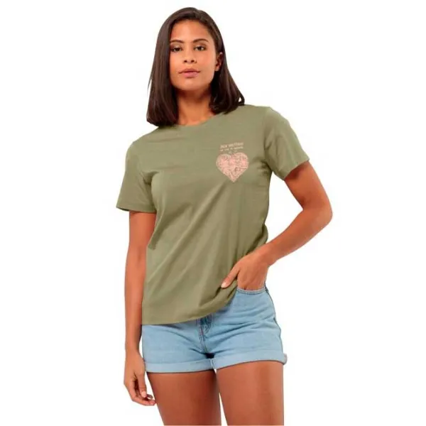 Tricou pentru femei Jack Wolfskin Discover Heart T W Bumbac/ Khaki photo 2 Tricou pentru femei Jack Wolfskin Discover Heart T W Bumbac/ Khaki photo 2
