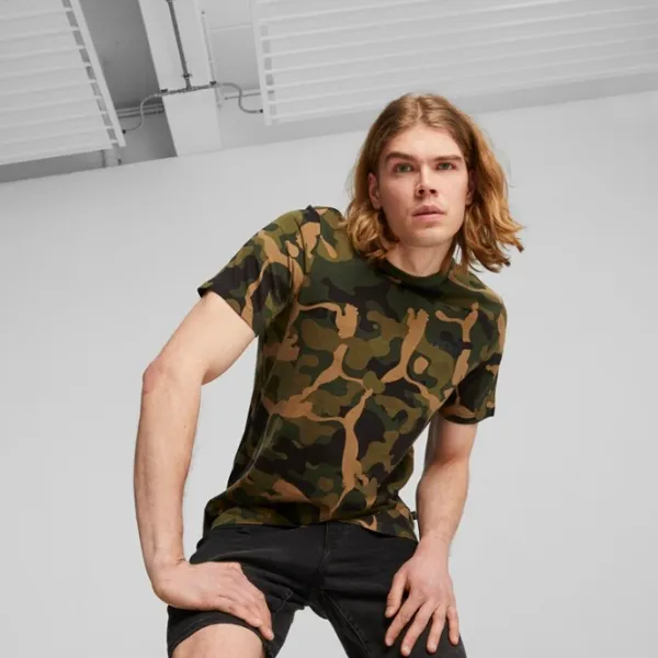 Tricou pentru bărbați Puma Ess+ Camo Aop Tee 100% bumbac/ Darkolivegreen photo 3