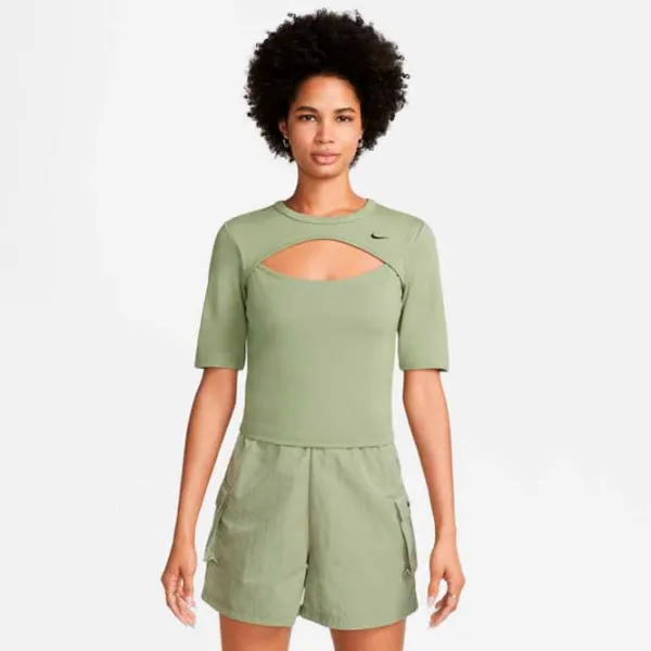 Tricou pentru femei Nike W Nsw Essntl Hlslv Top Cutout 5% spandex/ elastan/ Green photo 2 Tricou pentru femei Nike W Nsw Essntl Hlslv Top Cutout 5% spandex/ elastan/ Green photo 2