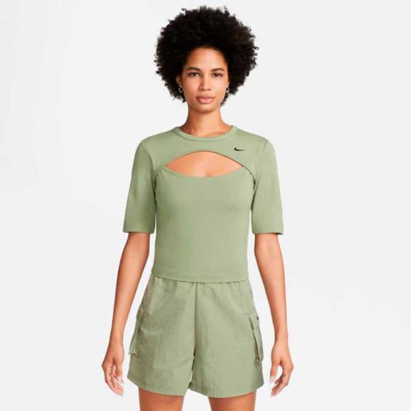 Tricou pentru femei Nike W Nsw Essntl Hlslv Top Cutout 5% spandex/ elastan/ Green photo 2