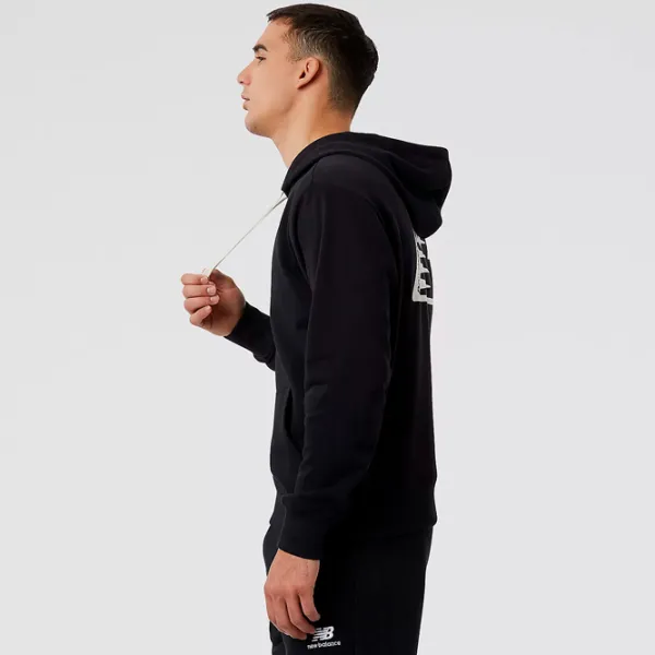 Hanorac pentru bărbați New Balance Hoodie Essentials Fleece Drept/ Black White photo 3 Hanorac pentru bărbați New Balance Hoodie Essentials Fleece Drept/ Black White photo 3