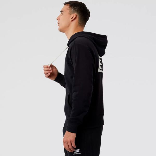 Hanorac pentru bărbați New Balance Hoodie Essentials Fleece Drept/ Black White photo 3 Hanorac pentru bărbați New Balance Hoodie Essentials Fleece Drept/ Black White photo 3