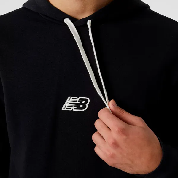 Hanorac pentru bărbați New Balance Hoodie Essentials Fleece Drept/ Black White photo 4 Hanorac pentru bărbați New Balance Hoodie Essentials Fleece Drept/ Black White photo 4