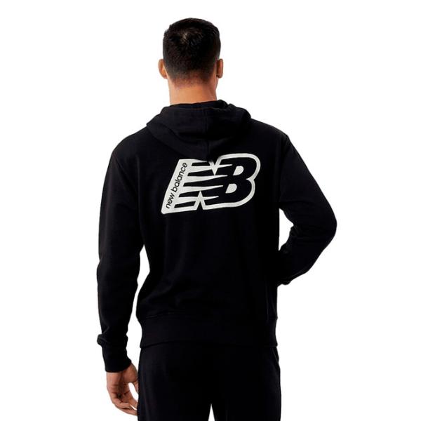 Толстовка для мужчин New Balance Hoodie Essentials Fleece Прямой/ Black White photo 2 Толстовка для мужчин New Balance Hoodie Essentials Fleece Прямой/ Black White photo 2