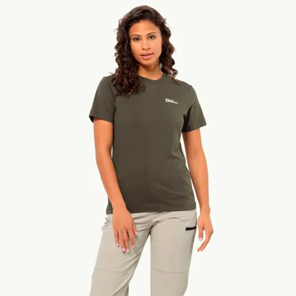 Tricou pentru femei Jack Wolfskin Essential T W Bumbac/ Alb antic photo 2 Tricou pentru femei Jack Wolfskin Essential T W Bumbac/ Alb antic photo 2