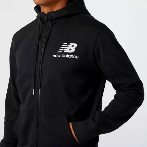 Hanorac pentru bărbați New Balance Essentials Stacked Full Zip Hoodie Drept/ Black photo 4 Hanorac pentru bărbați New Balance Essentials Stacked Full Zip Hoodie Drept/ Black photo 4