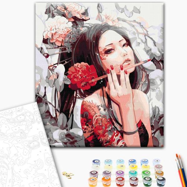 Картина по номерам BrushMe Девушка с татуировкой дракона 50 x 40 см/ Вертикальная photo 2