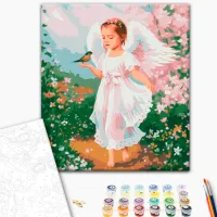 Картина по номерам BrushMe Маленький ангел с птичкой 50 x 40 см/ Вертикальная photo 2