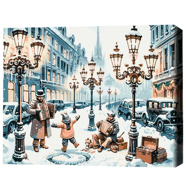 Картина по номерам BrushMe Однажды на заснеженной улице 50 x 40 см/ Горизонтальная photo 3