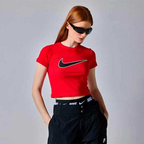 Футболка для женщин Nike W Nsw Tee Bby Sw 6% спандекс/ Красный photo 2