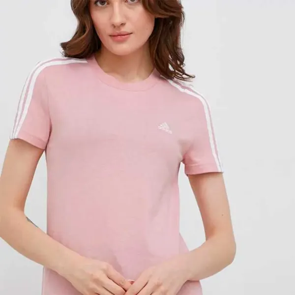 Tricou pentru femei Adidas Shirt 3 Stripes Bumbac/ Pink photo 2 Tricou pentru femei Adidas Shirt 3 Stripes Bumbac/ Pink photo 2
