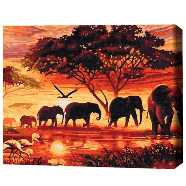 Pictură pe numere BrushMe Elefanții în savană 50 x 40 cm/ Orizontală photo 3 Pictură pe numere BrushMe Elefanții în savană 50 x 40 cm/ Orizontală photo 3
