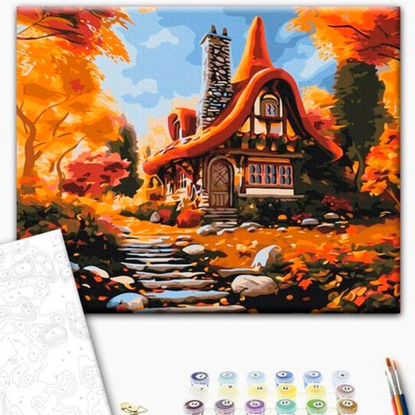 Pictură pe numere BrushMe Casa toamnei 50 x 40 cm/ Orizontală photo 2