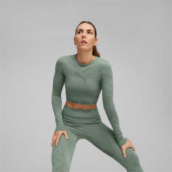 Tricou pentru femei Puma Evoknit Longsleeve Tee 94% nailon/ Green photo 3